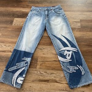 Y2K Phat Farm patchwork wide leg jeans 36